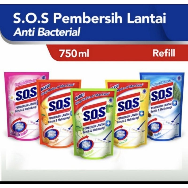 Pembersih Lantai SOS 750 ML Anti Bacterial Refil Pouch Grosir Termurah