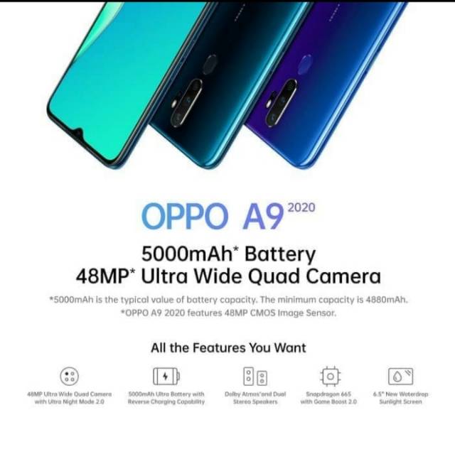 OPPO A9 2020 (8/128-128GB) - OPPO A920 NEW - GRS RESMI OPPO INDONESIA- HIJAU, VANILA & UNGU-3