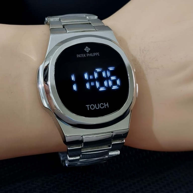 [ COD ] JAM TANGAN FASHION PRIA PATEK PHILIPPE 42150AZ LED DIGITAL TOUCHSCREEN TALI RANTAI FREE BOX 