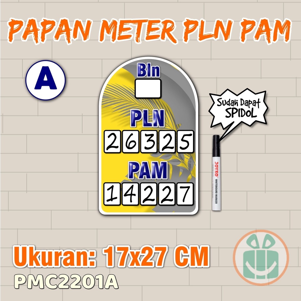 WM Meter Papan Catat PAM PLN Listrik Unik bahan PVC Board motif Tropical 201  Warumedia