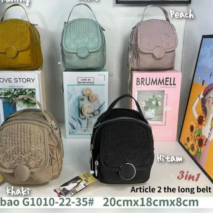 LANGSUNG ATC.. Tas ORI CHIBAO Kanvas Bordir 3in1 Ransel Slempang Tenteng 4Sleting ((2Tali))