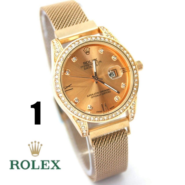 JAM TANGAN WANITA ROLEX DATEJUST PASIR MAGNET FREE BATERAI