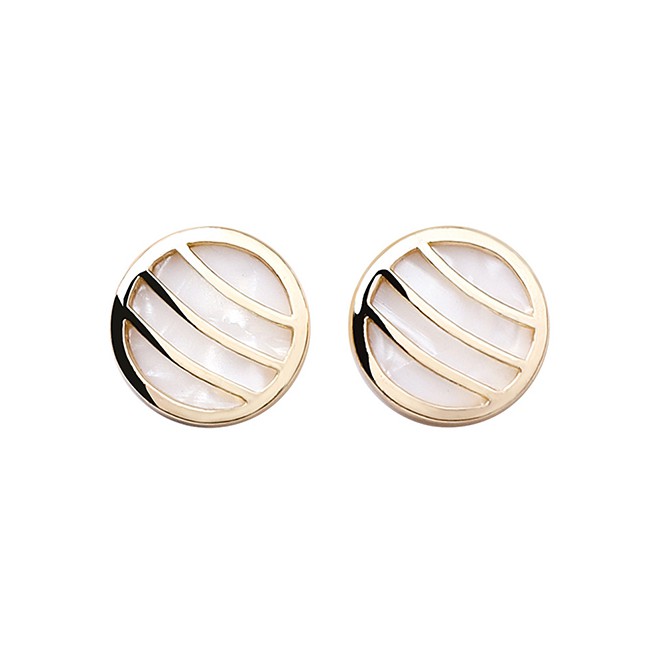 LRC Anting Tusuk Fashion Gold S925 Silver Needle Natural White Mother-of-pearl Earrings F54364