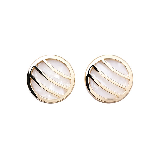 LRC Anting Tusuk Fashion Gold S925 Silver Needle Natural White Mother-of-pearl Earrings F54364