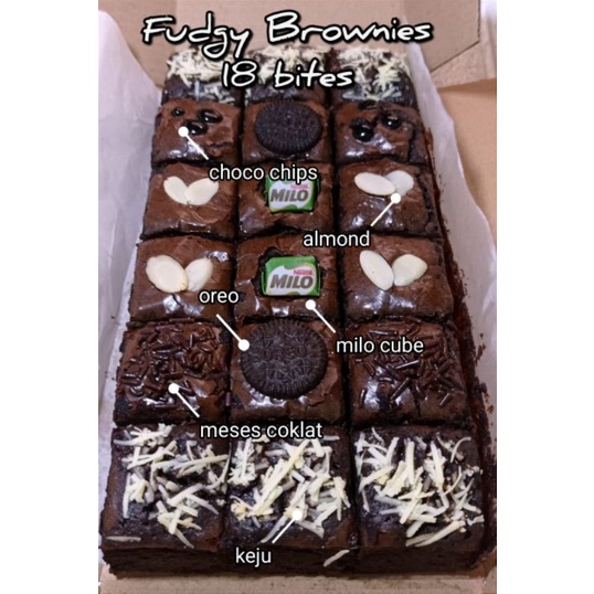 fudgy brownies dark chocolate 18 bites/pcs fresh berkualitas