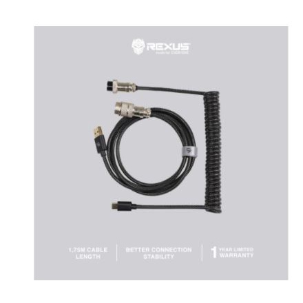 Cable coiled rexus Usb-A 2.0 to type-c 1.75m 480Mbps for mechanical keyboard daxa dx-cc1 - Kabel coil 5 pin cc-1