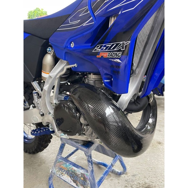 paket hemat pelindung knalpot YZ 250X carbon dan cover carbon blok kopling dan magnet