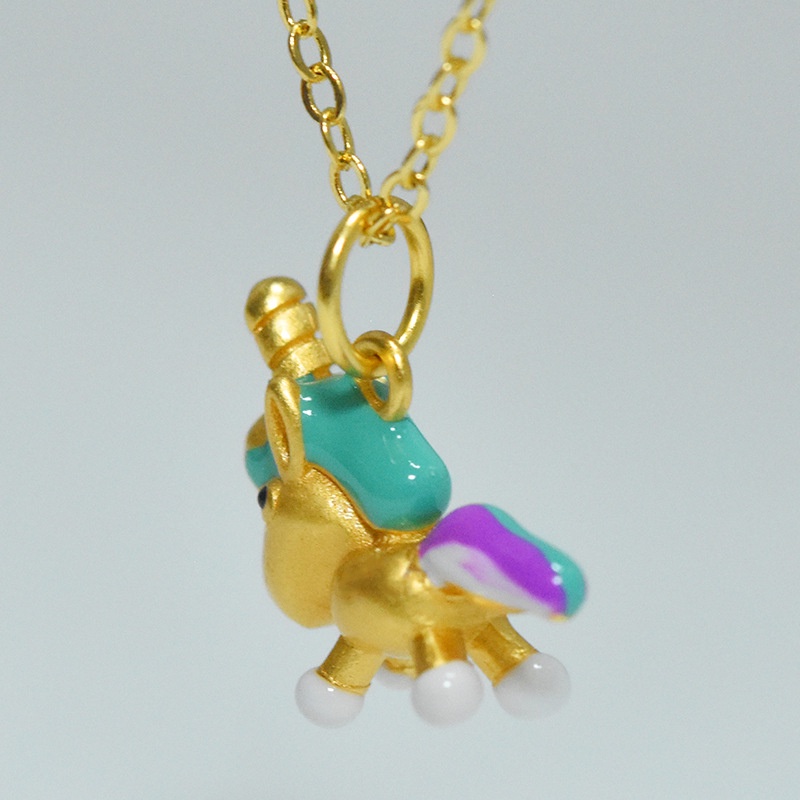 [Ready Stock]Fashion Unique Gold-Plated Colorful Unicorn Pendant Necklace