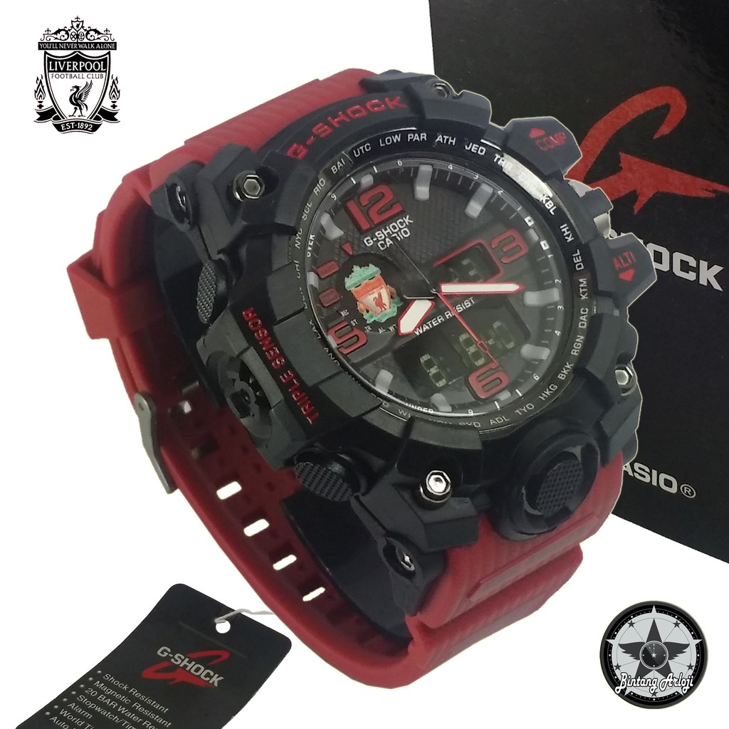 { TOP } JAM TANGAN LIVERPOOL DUAL TIME (Tali Merah)