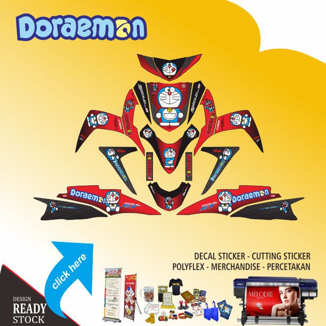 DECAL STICKER MOTOR YAMAHA SOUL GT DORAEMON MERAH