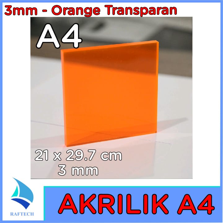 Akrilik A4 Lembaran 3mm Acrylic 3 mm Orange Transparan Marga Cipta