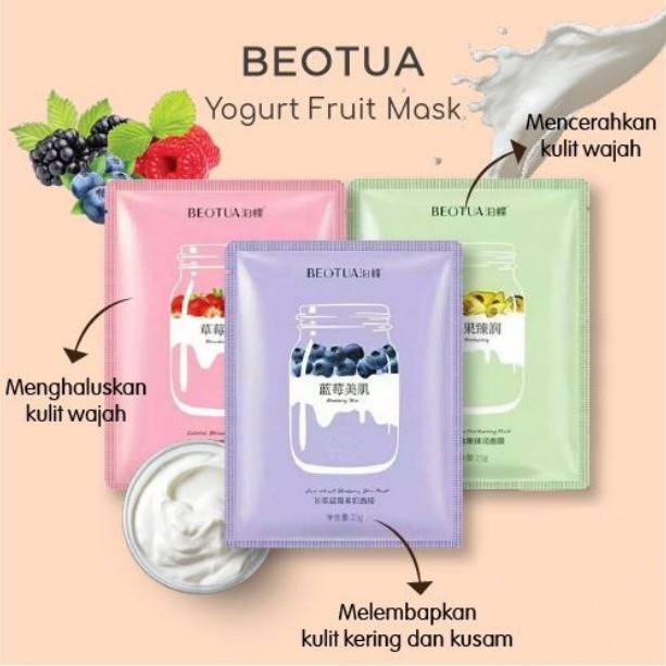 BEOTUA Yougurt Sheet MASK / Masker Wajah Beotua Yogurt Fruit Sheet Mask