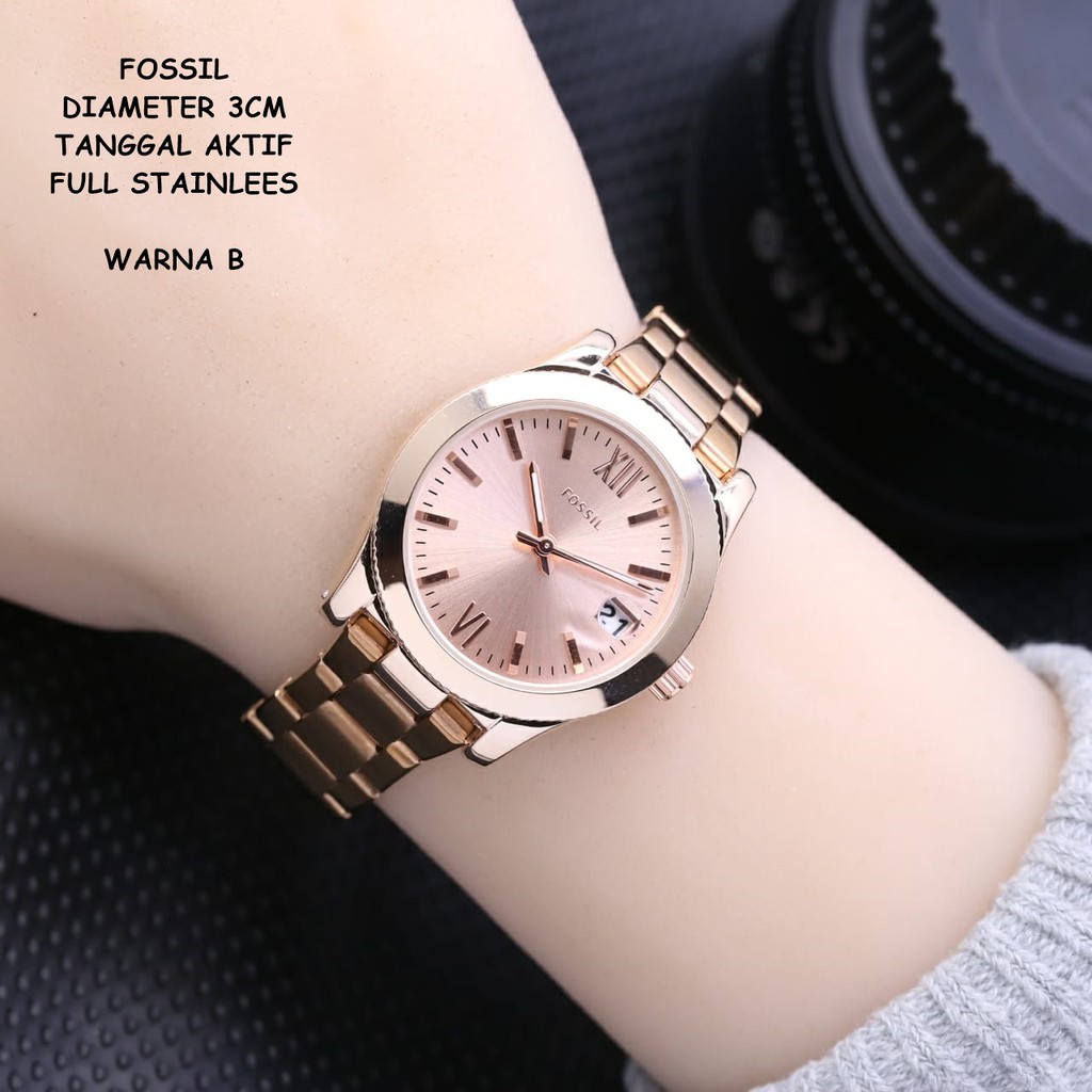 JAM TANGAN WANITA FASHION RANTAI BODY BULAT TANGGAL AKTIF