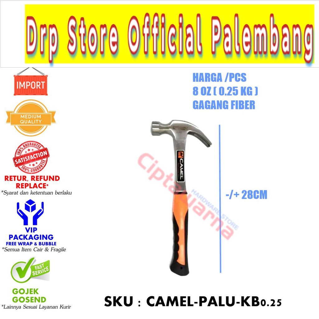 Camel Palu Kambing Gagang Besi Lapis Karet 0.25kg - 0.25 kg