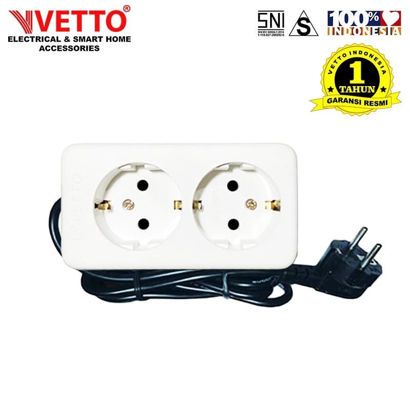 VETTO V8202 Stop Kontak 2 Lubang LC - 1,5 Meter