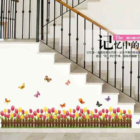 RELIZA WALL STICKER RUMPUT PAGAR BUNGA TULIP GRASS FLOWER AY735 STIKER DINDING