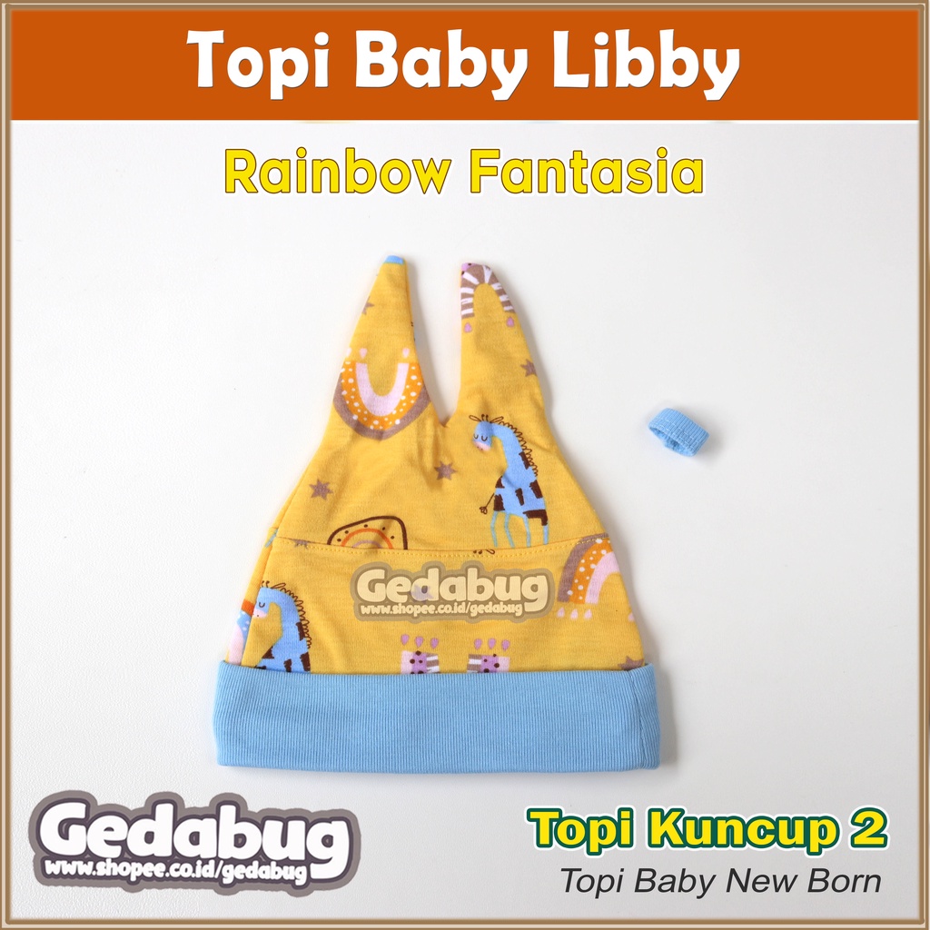 Topi Baby Libby Kuncup 2 Ikat | RAINBOW Fantasia Motif Terbaru | Topi Bayi Lucu New Born