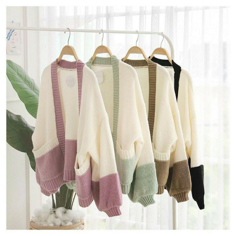 Cardigan Rajut Javie Pocky Kardigan Dante Outer Cardy Wanita Clarisa Mix-1