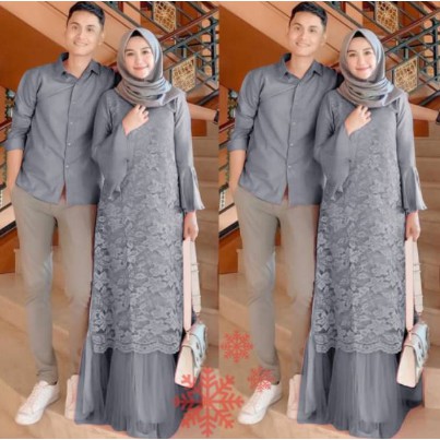 Gamis Couple kasih Pasangan Remaja Modis Kekinian Modern Terbaru 2021 Couple lebaran Suami Istri