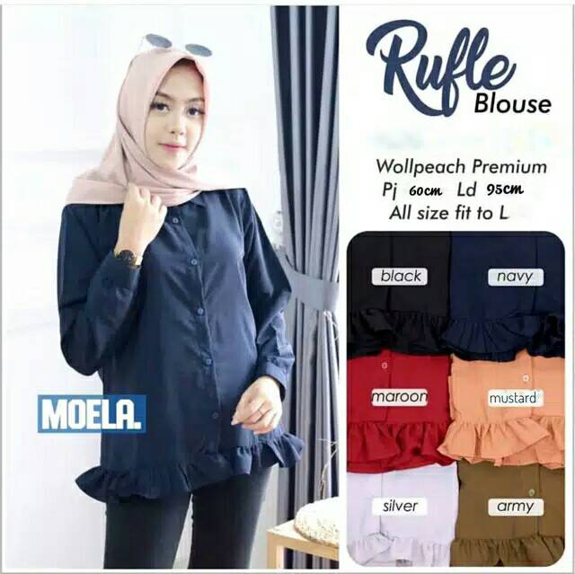 [Bayar Di Tempat] RUFLE BLOUSE || blouse rempel bawah || kemeja rempel