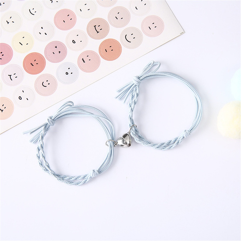 2Pcs Set Gelang Tali Magnet Pria Wanita Teman Pasangan Gadis Hitam Couple