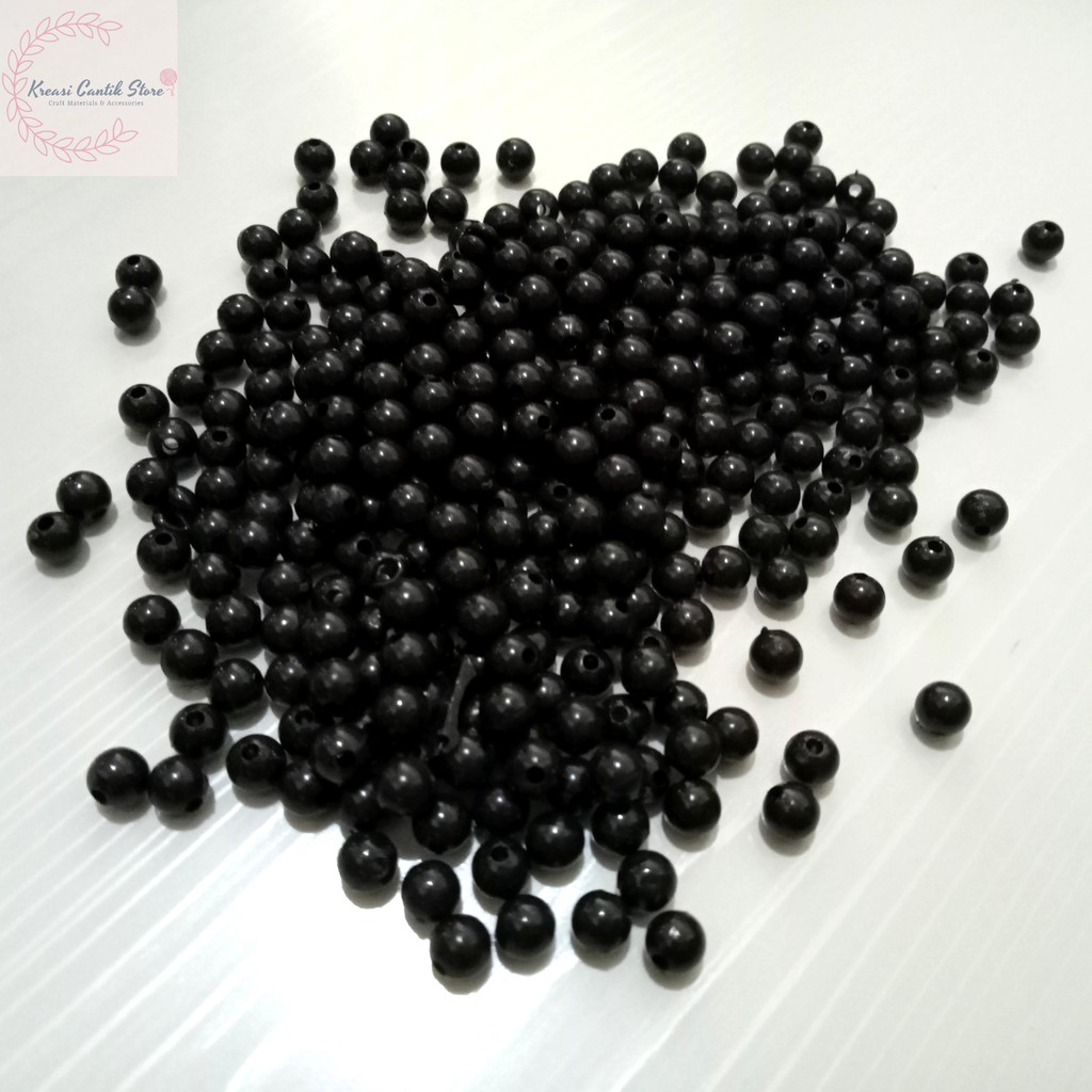 Manik-Manik / Mote Mutiara / DIY / Manik Bulat Susu Warna - Hitam