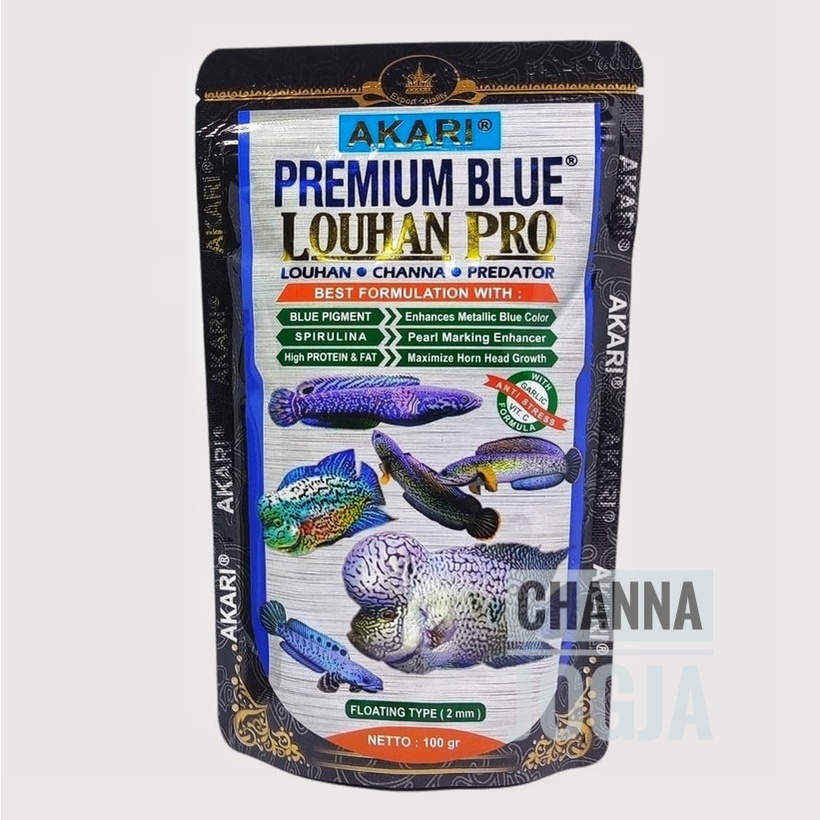 Pelet Akari Premium BLUE LOUHAN PRO Repack floating 2mm ikan chana predator channa pulchra andrao li