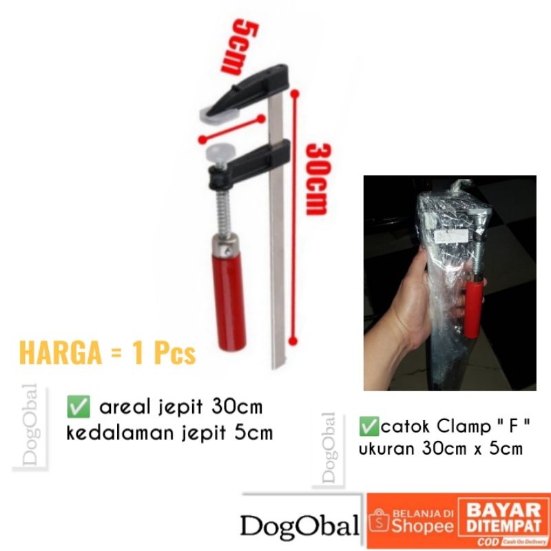 Catok Clamp kayu Model F panjang 30cm 5cm Klem penjepit kayu