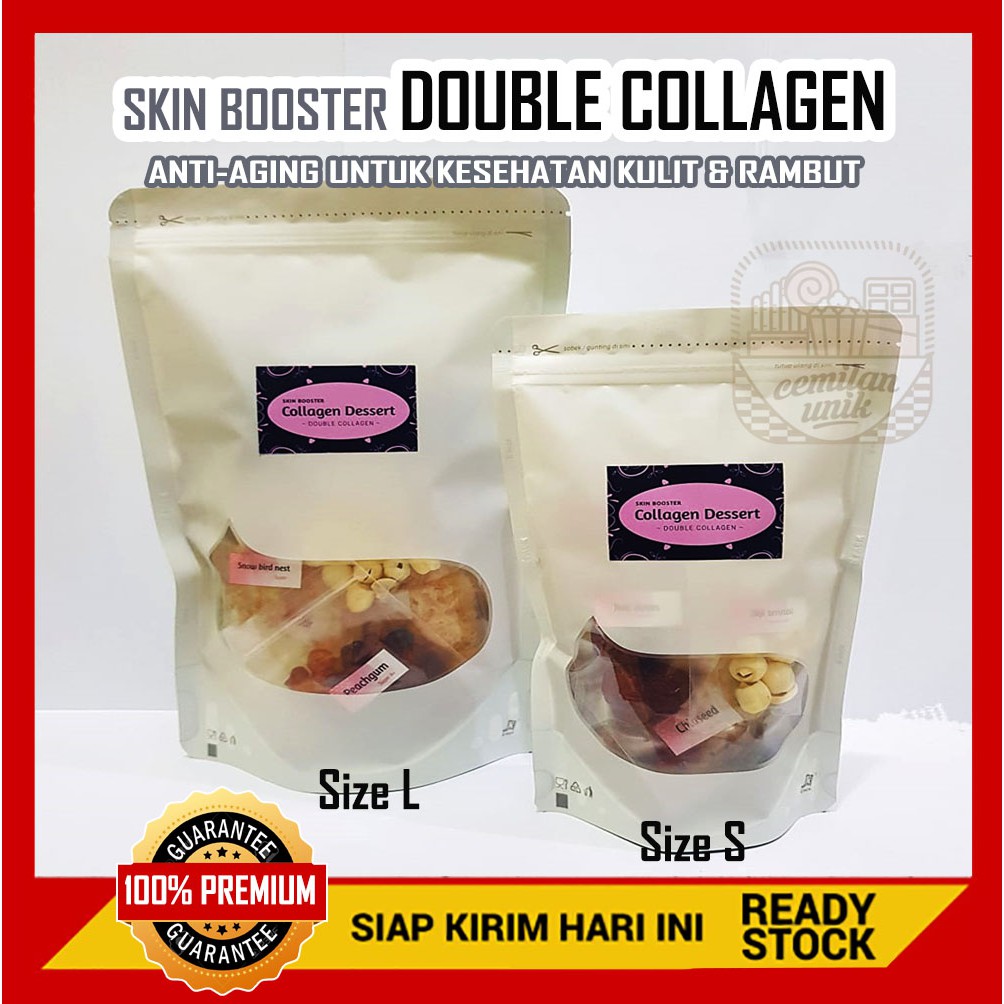 

Size S - Skin Booster Double Collagen Snow Bird Nest + Peach Gum Dessert minuman kolagen anti aging