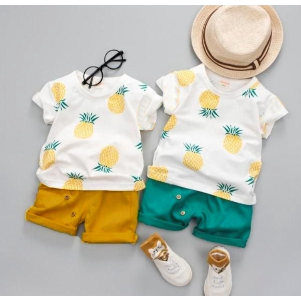 KALILA - PINE SUMMER Setelan Baju Anak Laki Laki Gambar Nanas