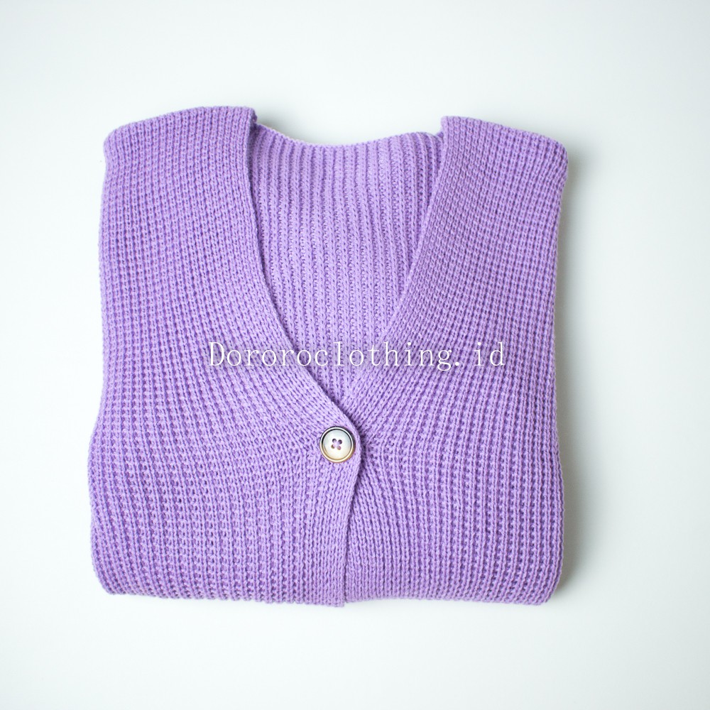 Vina Knitted Cardigan Rajut Kancing Oversize Tangan Balon / PREMIUM Outerwear Kardigan Rajut wanita-Lilac