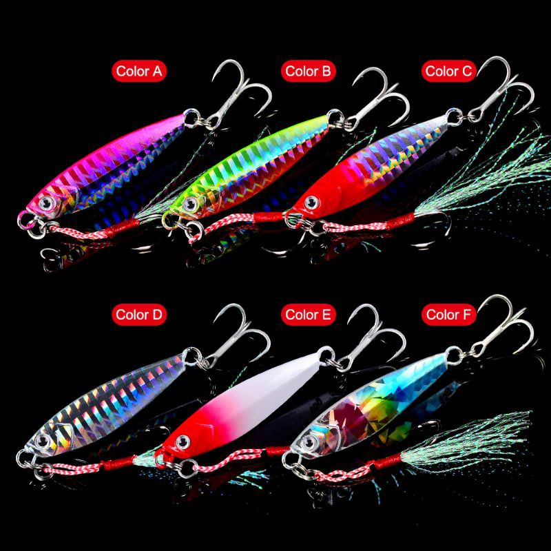 Umpan pancing metal jig + treble + asist hook fishing lure jigging 7g 10g 15g 20g 30g ultralight 048