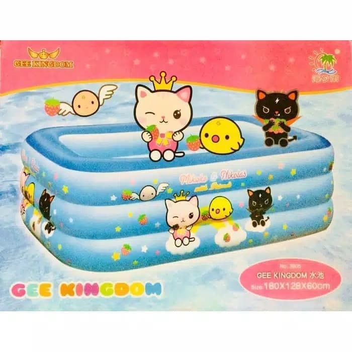 Kolam renang anak persegi jumbo Mikoko Gee Kingdom 180x128x60 cm 3305 - kolam karet kotak gelembung