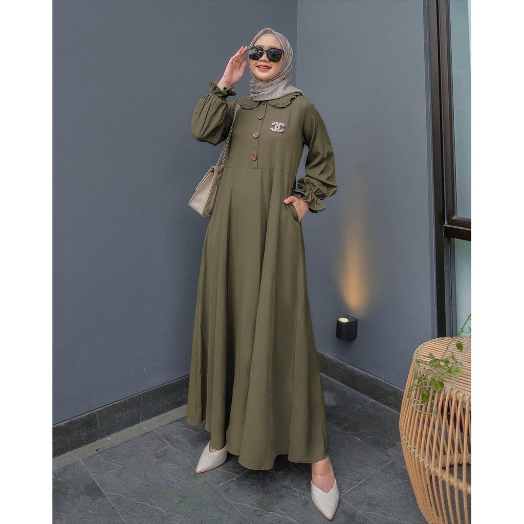 Muslim Gallery Melva Dress Gamis Modern Baju Gamis Wanita Terbaru 2021 Pakaian Muslimah Pesta  Murah