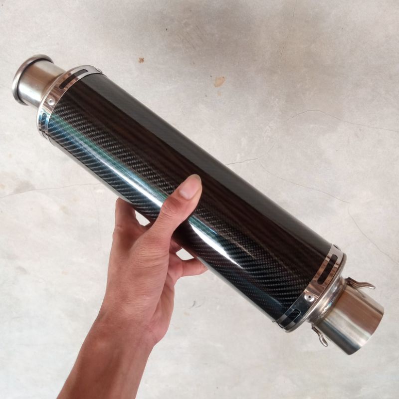 slincer knalpot racing universal carbon polos no name tabung inlet 50 mm panjang 30 cm model lonerid