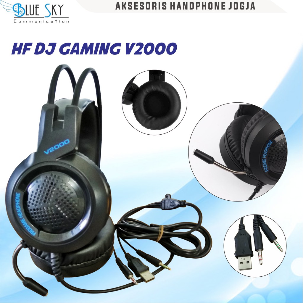 HEADSET HEADPHONE DJ GAMING V2000
