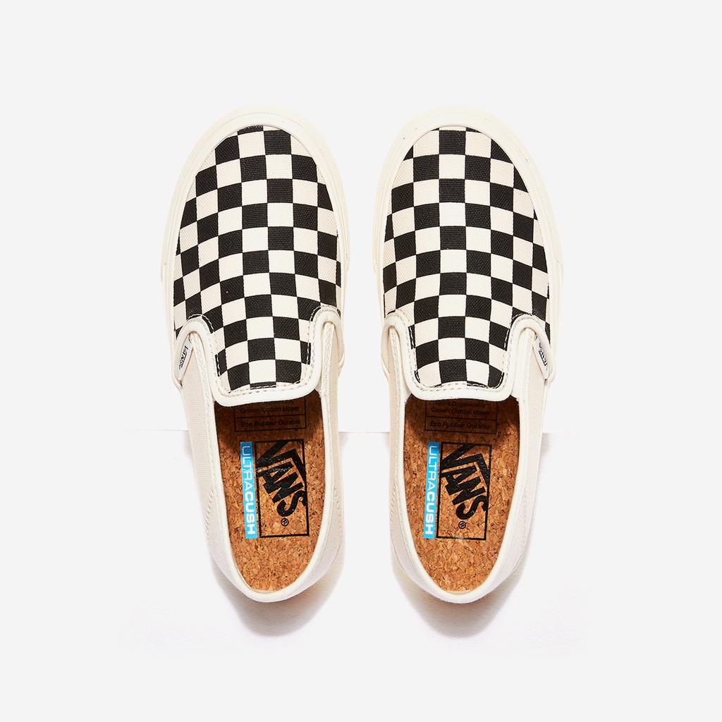 SALE DISKON! V4NS SLIP-ON ECO THEORY SF CHECKERBOARD BLACK/WHITE 100% ORIGINAL BNIB