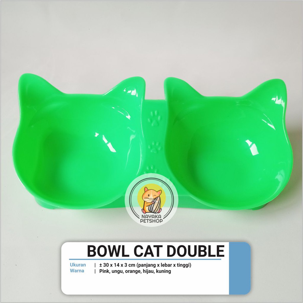 Bowl Cat Double Piring Tempat Wadah Makan Minum Hewan Kucing Kelinci Marmut Guinea Pig Musang