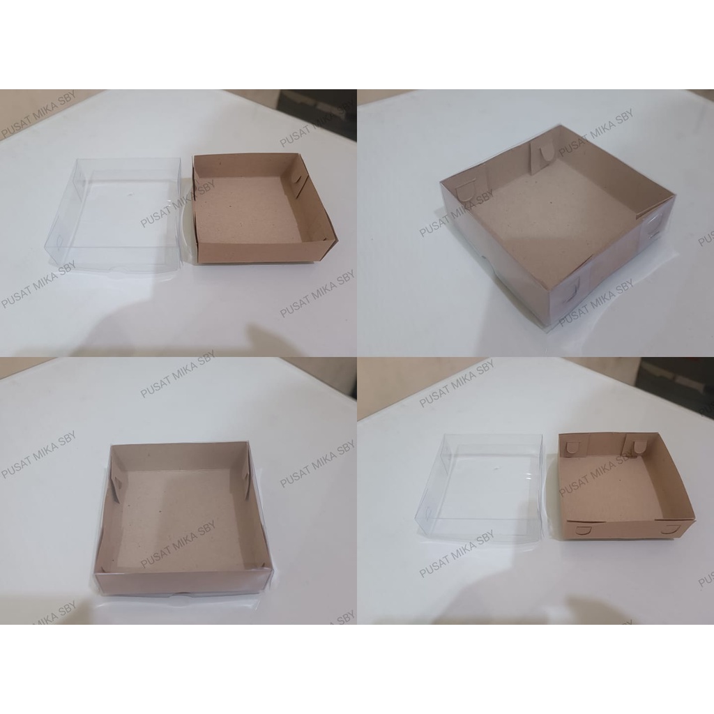 Box Souvenir Berbahan Kertas Craft Coklat Uk. 10 x 10 x 3 cm Tutup Mika