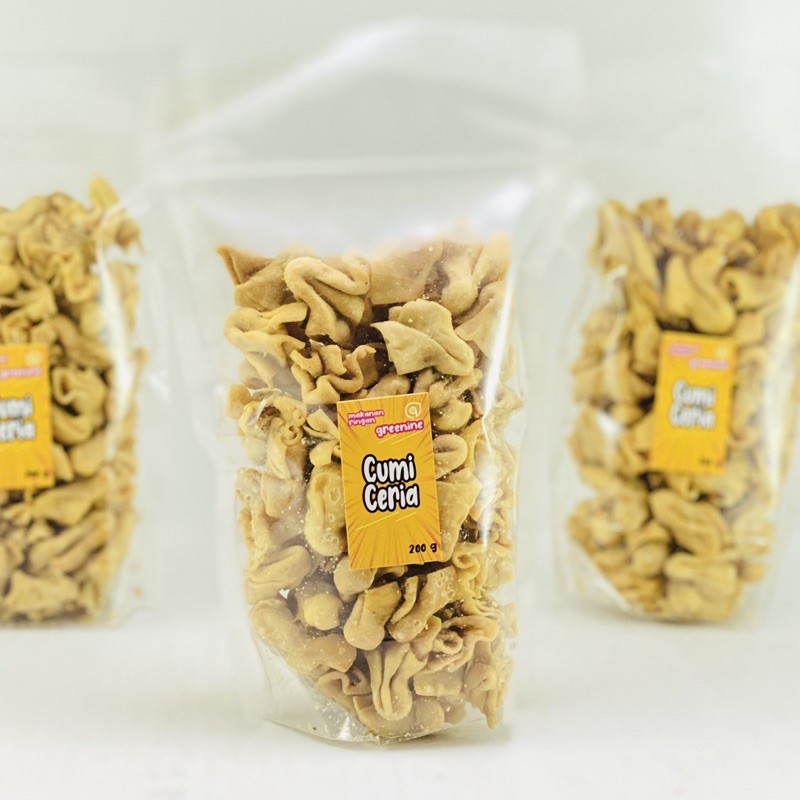 

Easrumart Snack Pangsit Cumi Ceria Isi Abon Gurih Renyah Enak 200 Gram