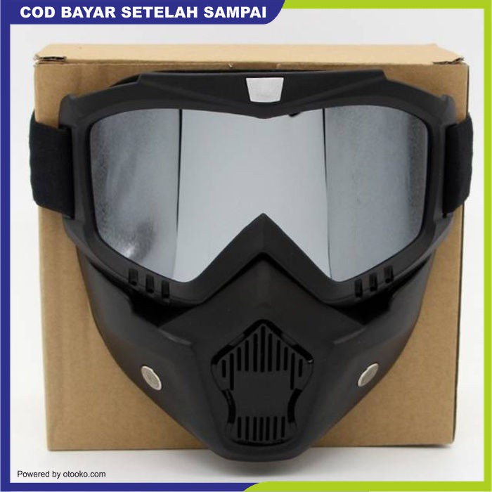 Kacamata Kaca Mata Motor Motocross Cross Kros Goggles Mask Skull Goggle Masker Helm Retro Full Face Helm Helem