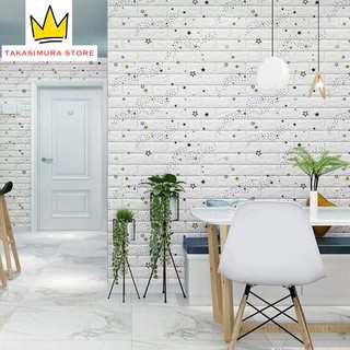 [BAYAR DITEMPAT] - TERLARIS! Wallpaper 3D Modern Wood Foam Batik BRICKFOAM BATIK PLAFON WALLPAPER MU-3