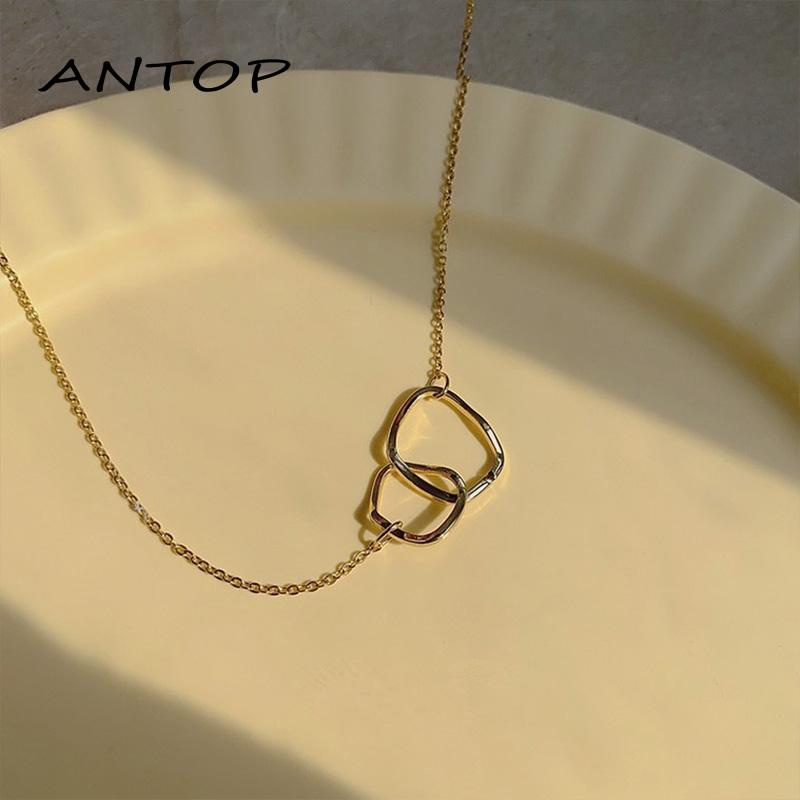 Kalung Rantai Liontin Asimetris Bahan Metal Untuk Wanita