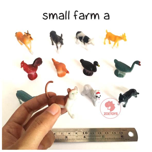 Zoetoys Farm Animal 1 set 12 pcs | Premium Small Figurine Animal Toobs lookalike | Mainan Edukasi Anak