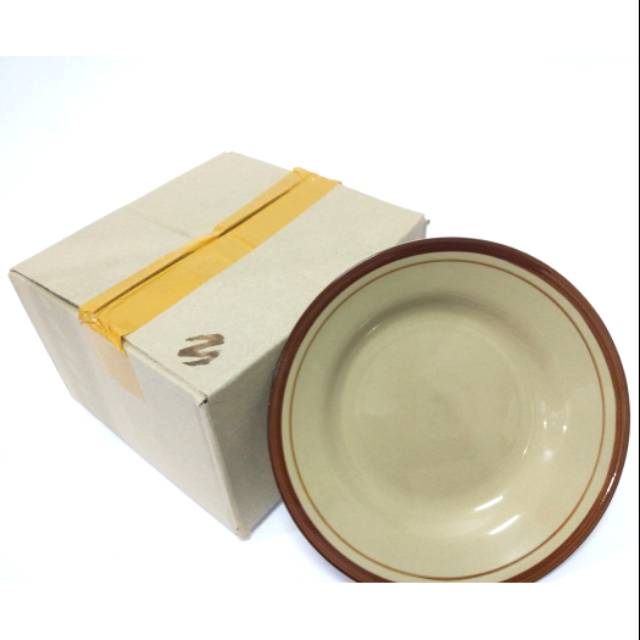 PIRING MAKAN LIST COKLAT, PIRING KERAMIK