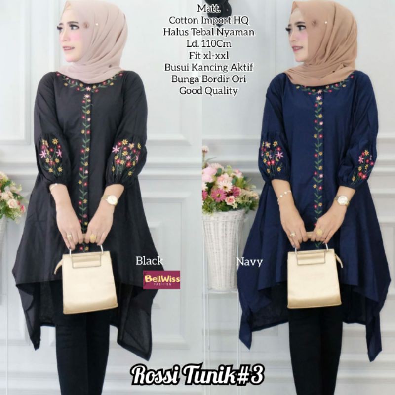 Rossi Tunik #3 Cotton Import mix Bordir by Bellwiss