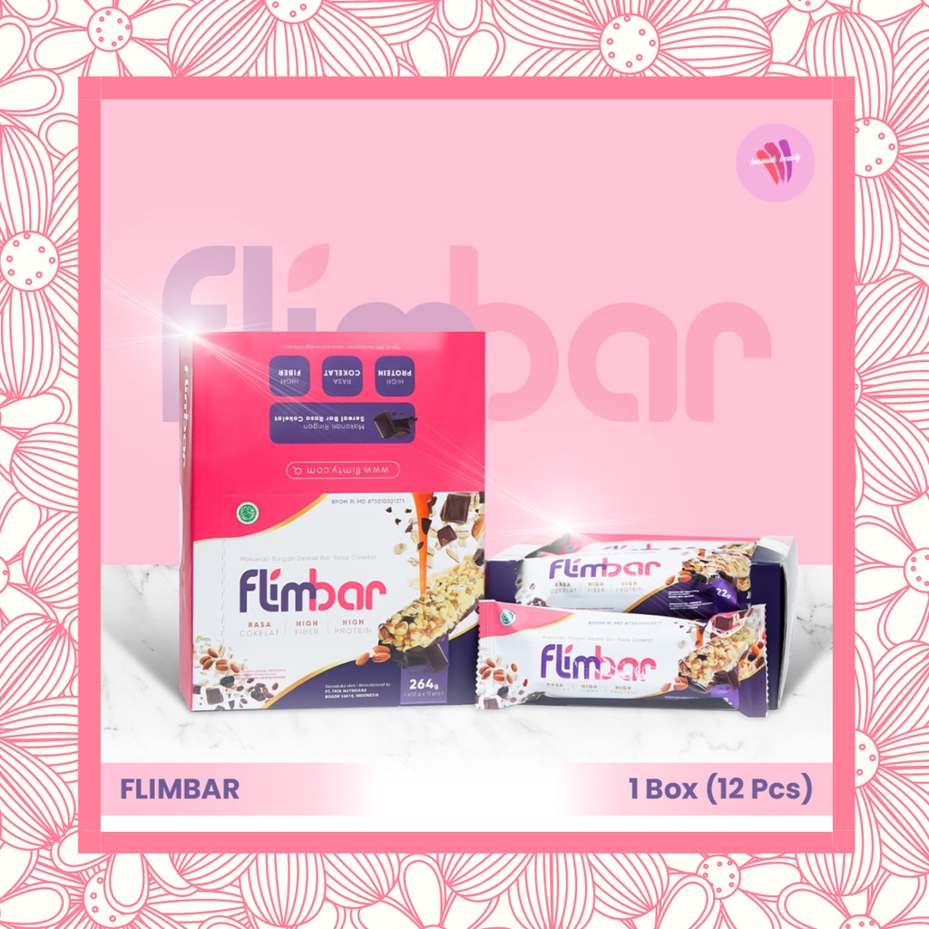 

Flimbar Makanan Snack Sereal Granola Bar Rasa Coklat 1 Box By Flimty Cemilan Camilan Diet Rendah Kalori Lemak Tinggi Fiber /Serat dan Protein Rendah Gula Bebas Kolesterol Multigrain Sehat Enak Sarapan Kaya Nutrisi Halal BPOM Untuk Dewasa dan Anak Original