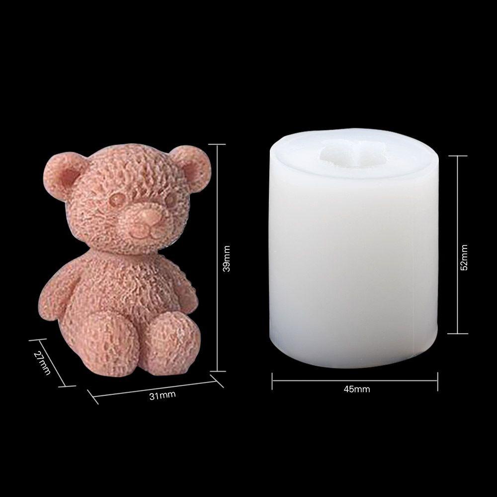 Solighter Kartun Teddy Bear Cetakan Lilin Lucu Casting Kerajinan Tangan Epoxy Resin Silicone Mold