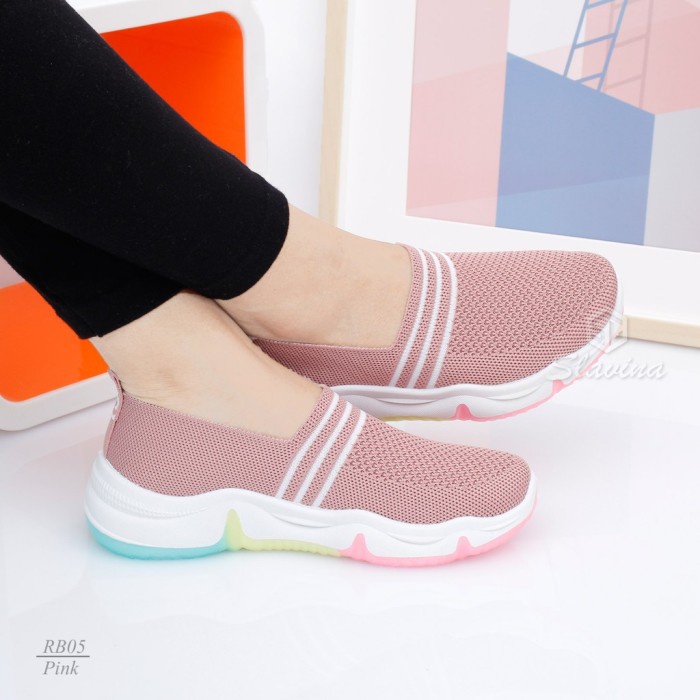 SEPATU SNEAKERS WANITA SLAVINA TERBARU ORIGINAL IMPORT MURAH RB05 - PINK