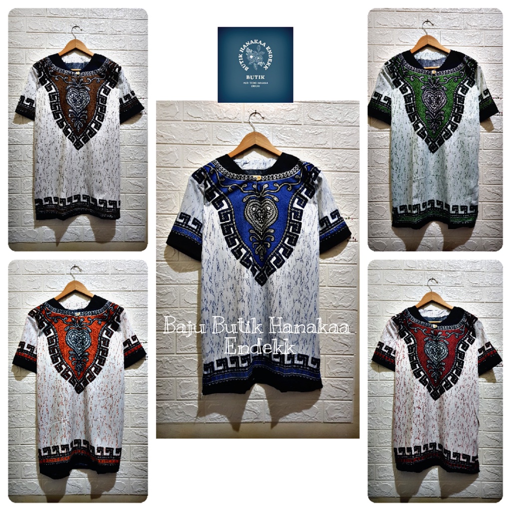 Baju Etnik Dashiki Love Putih Pria/Wanita (Unisex)